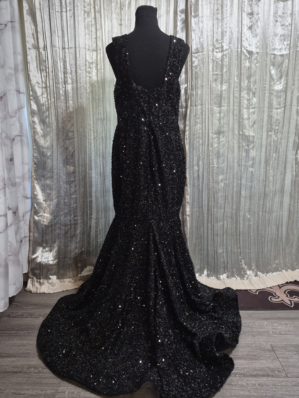 Black Sequin Mermaid Evening Dress - Picture 6 of 14